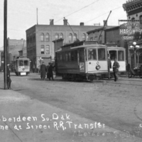 View of Main Street with trolley cars